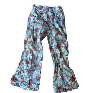 Oilily Girls 5-6 floral bell bottom Cotton Split Hem Stretch Waist Pants